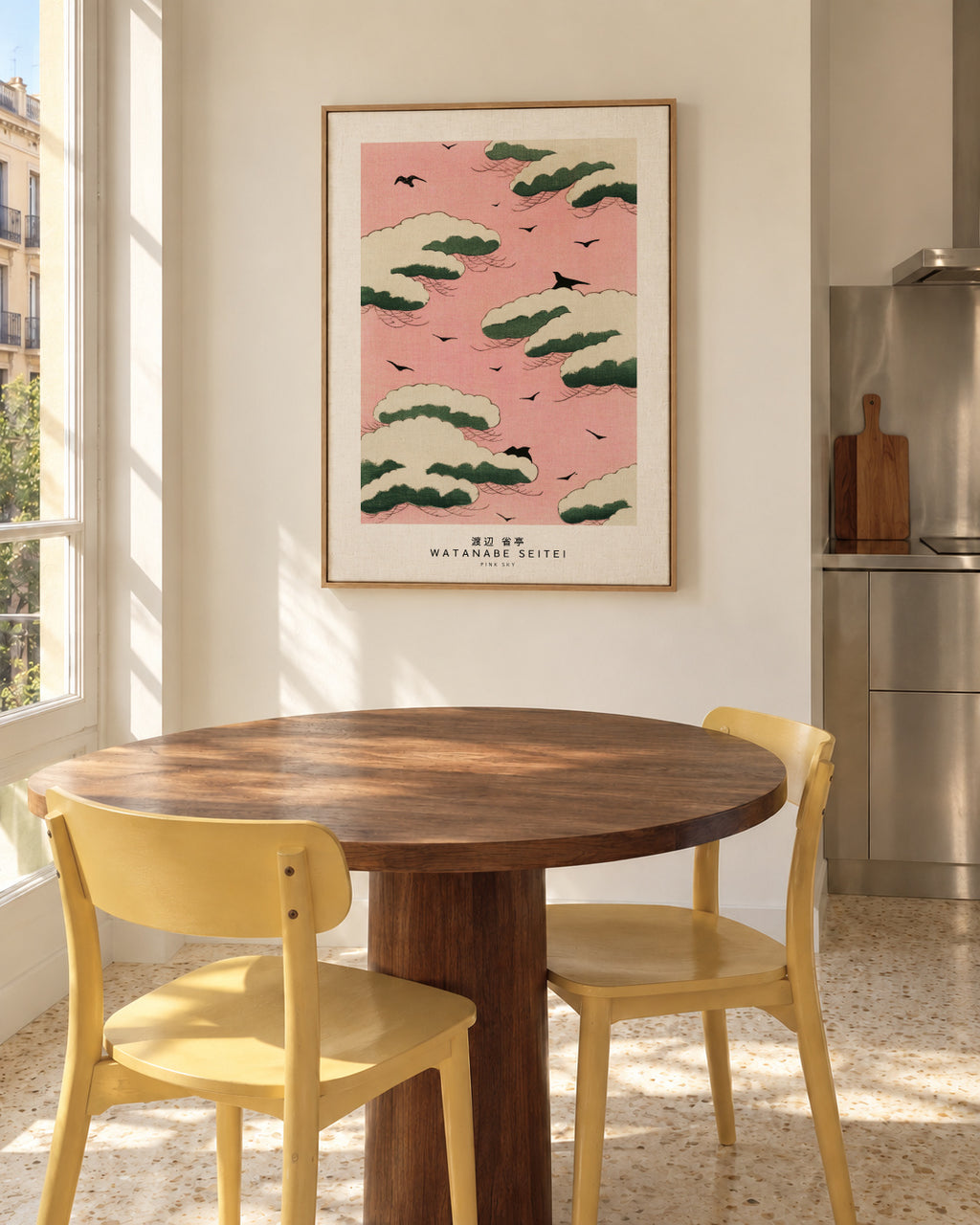 Watanabe Seitei Pink Sky - Framed canvas in an interior
