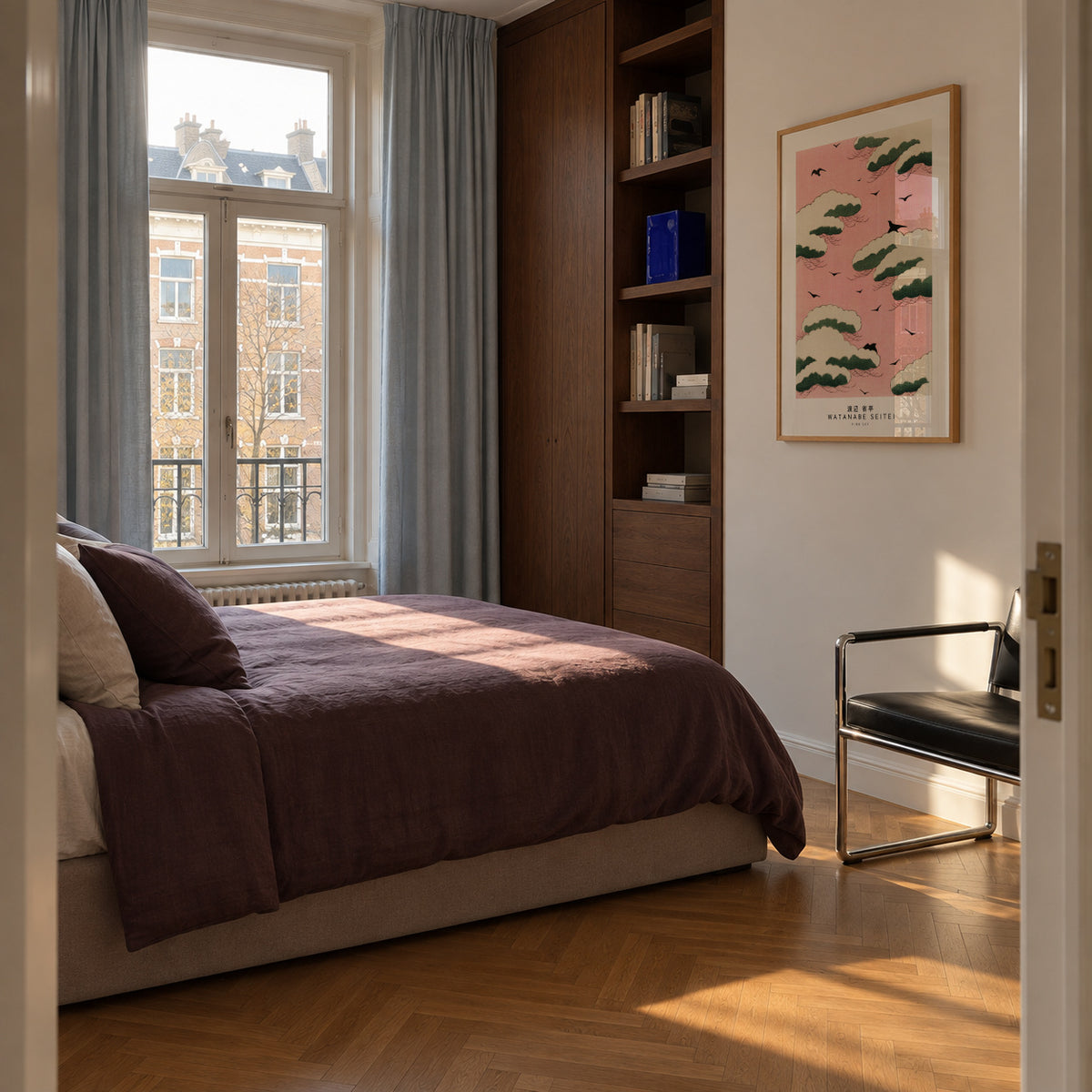 Watanabe Seitei Pink Sky - Framed poster in an interior