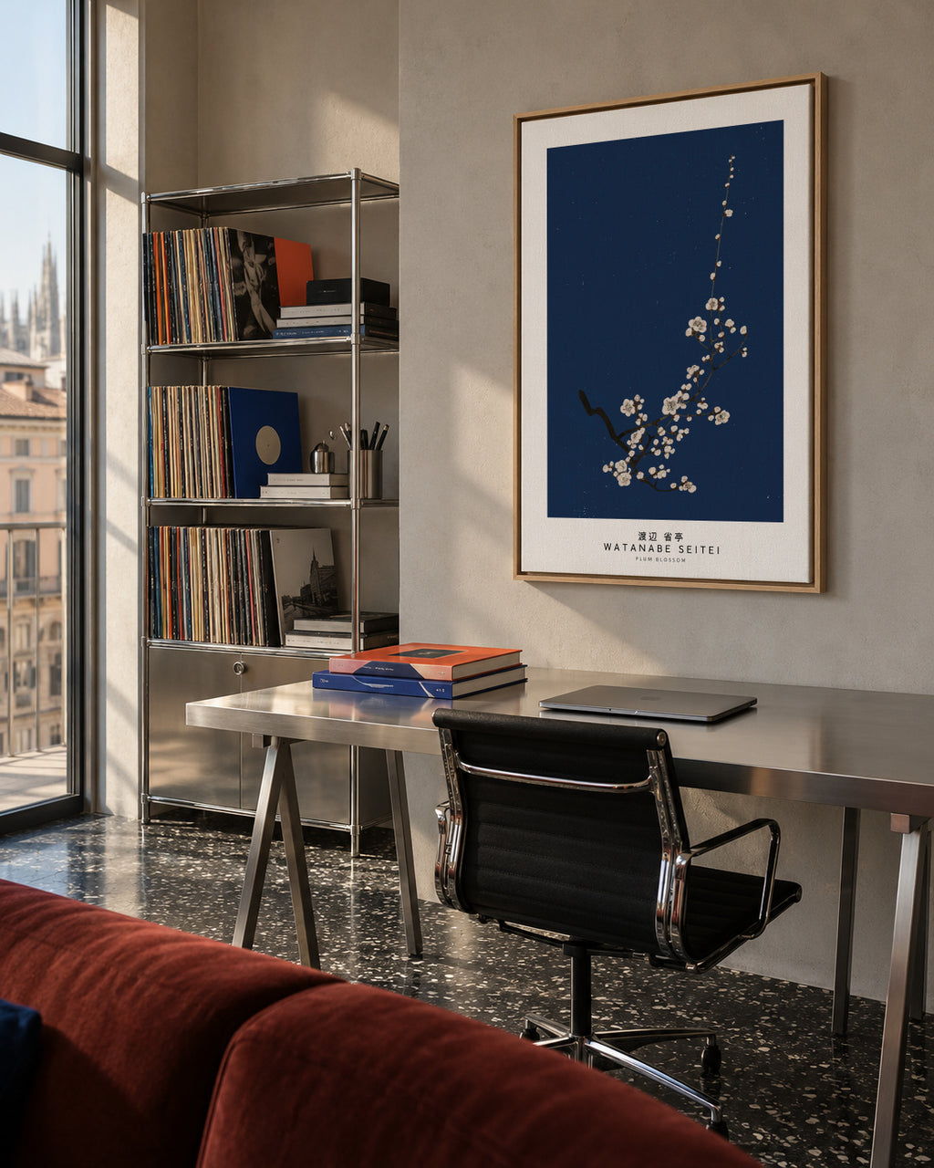 Watanabe Seitei Plum Blossom - Framed canvas in an interior