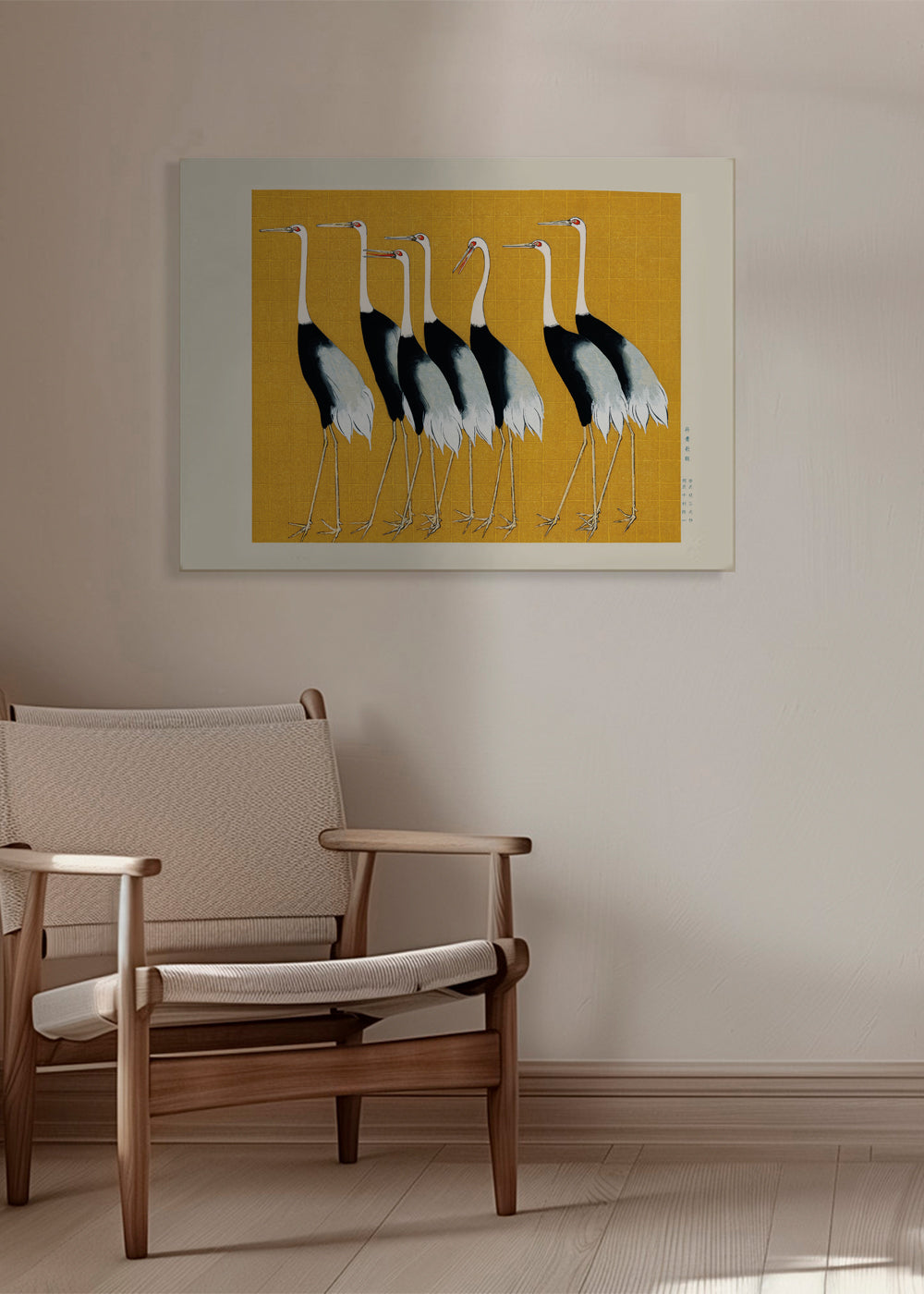 Japanese red-crowned crane vintage illustration