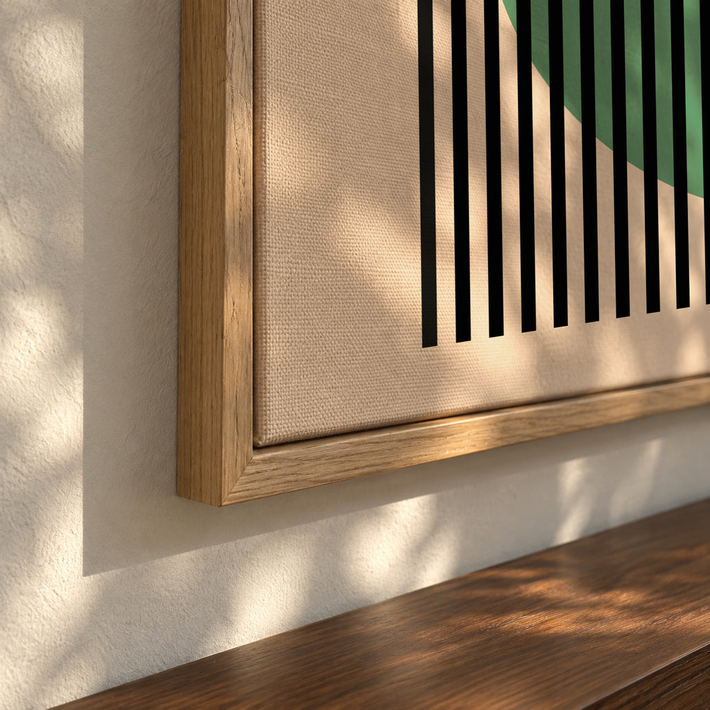 Bauhaus Green Circle II - Framed canvas detail