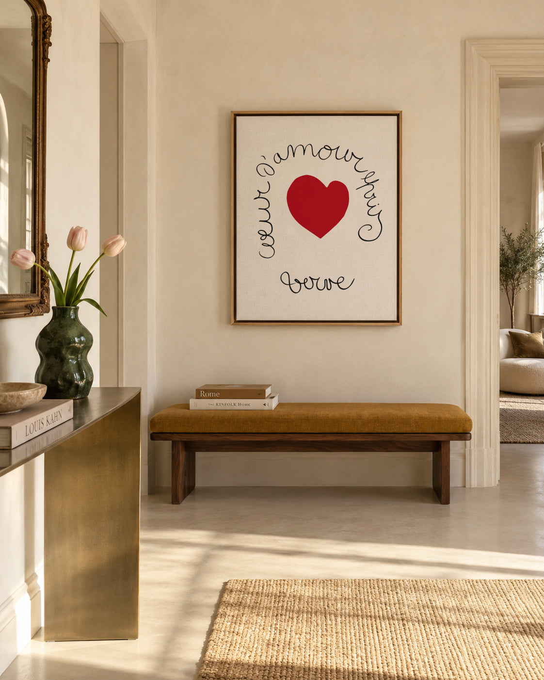 Henri Matisse "Coeur d'Amour Epris - Verve" love print - Framed canvas in an interior