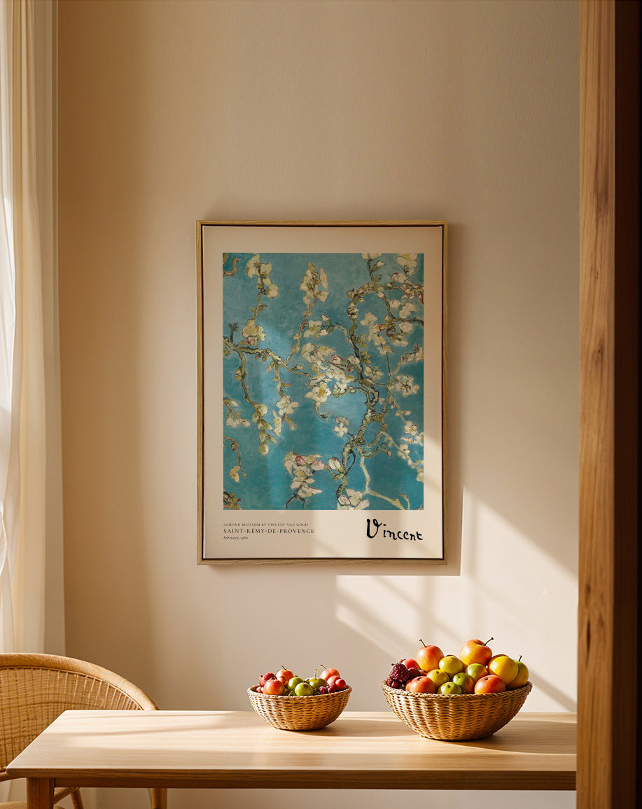 Almond blossom by Vincent van Gogh - Framed canvas in an interior