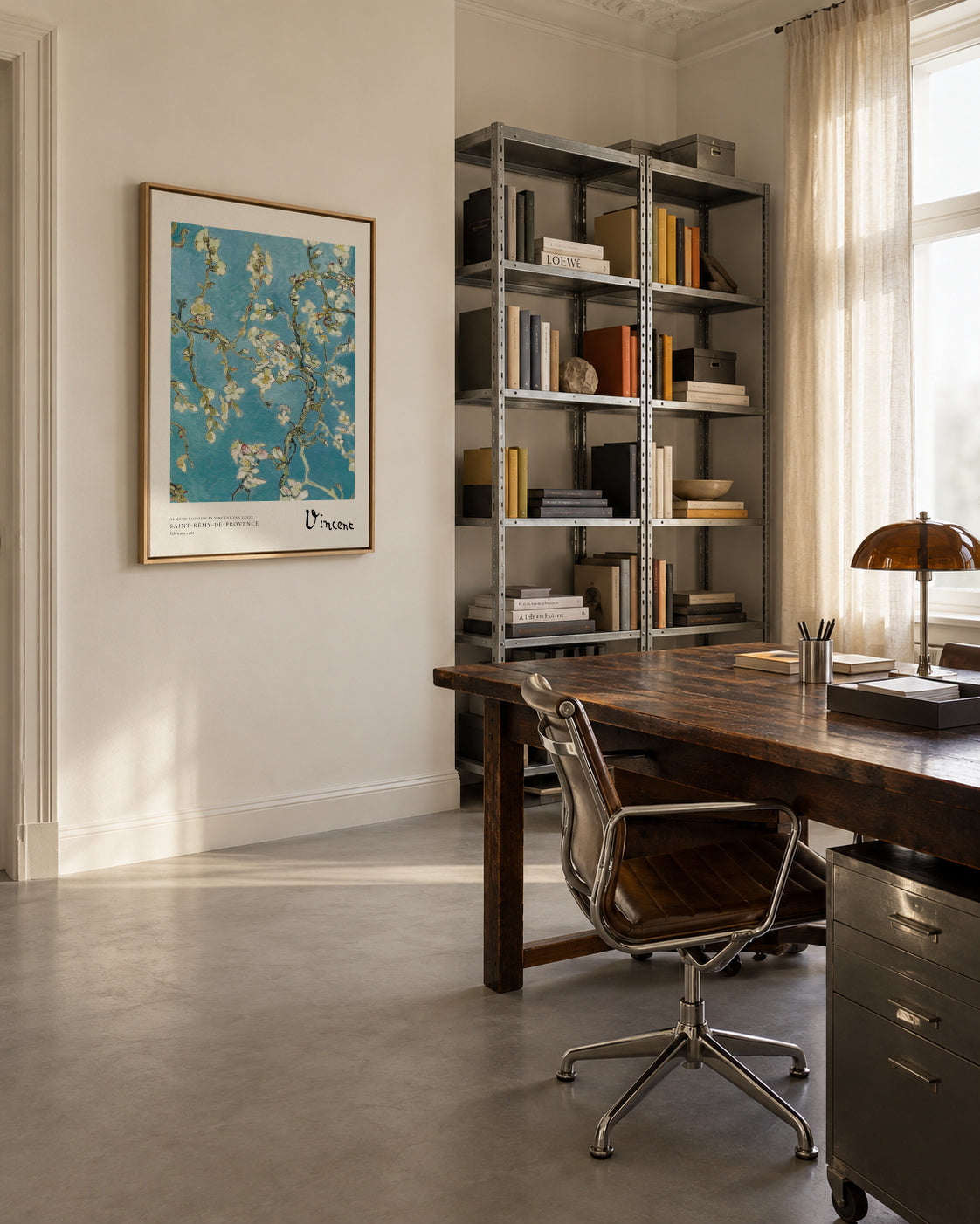 Almond blossom by Vincent van Gogh - Framed canvas in an interior