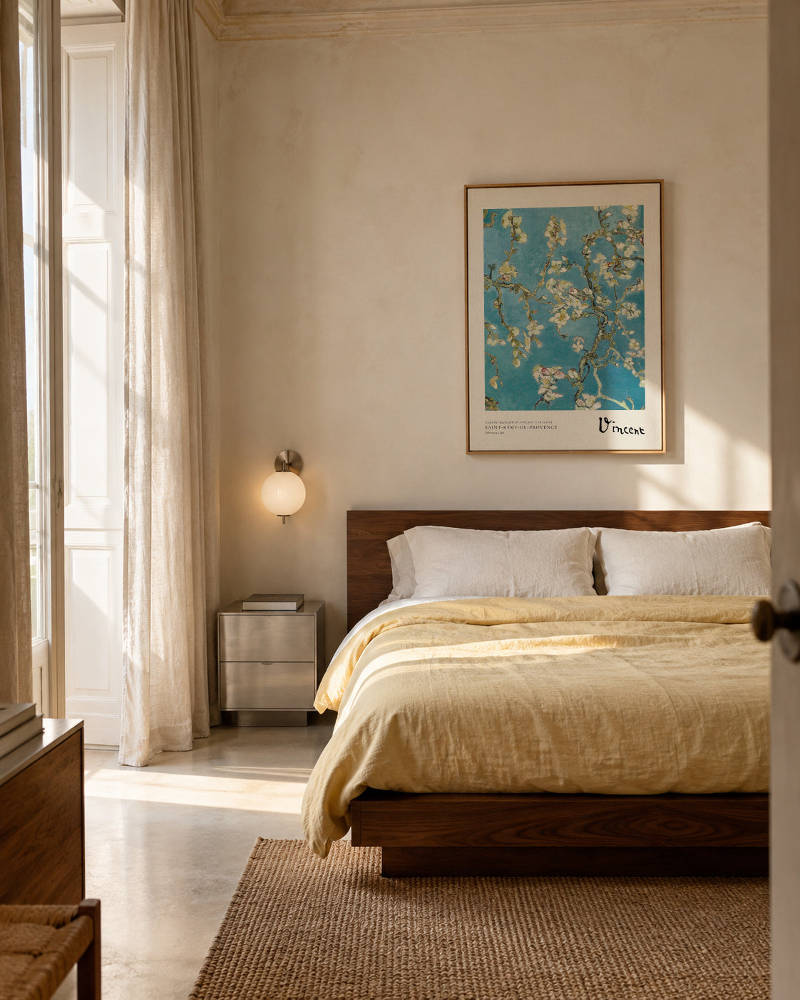 Almond blossom by Vincent van Gogh - Framed canvas in an interior
