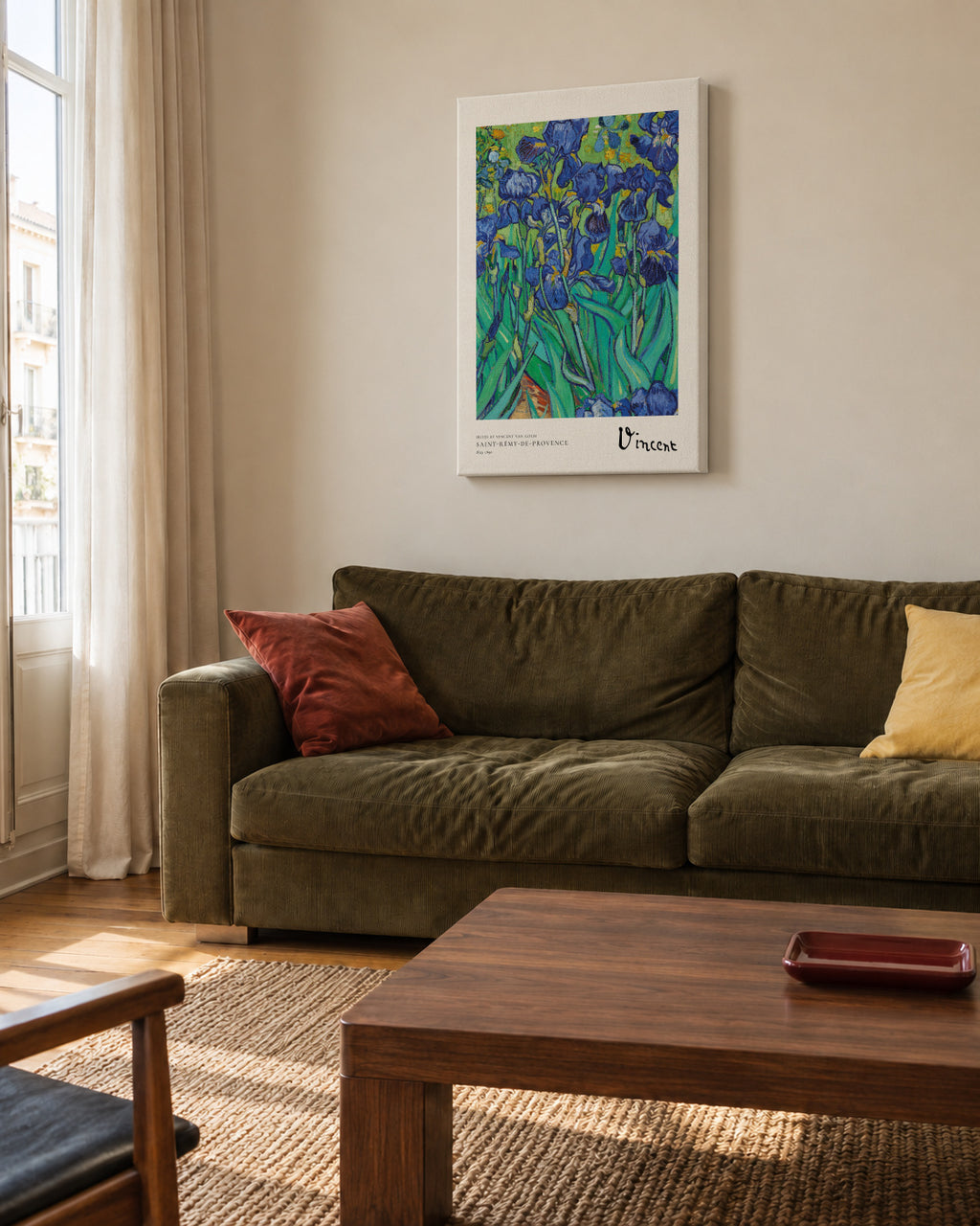 Irises by Vincent van Gogh - Unframed canvas in an interior
