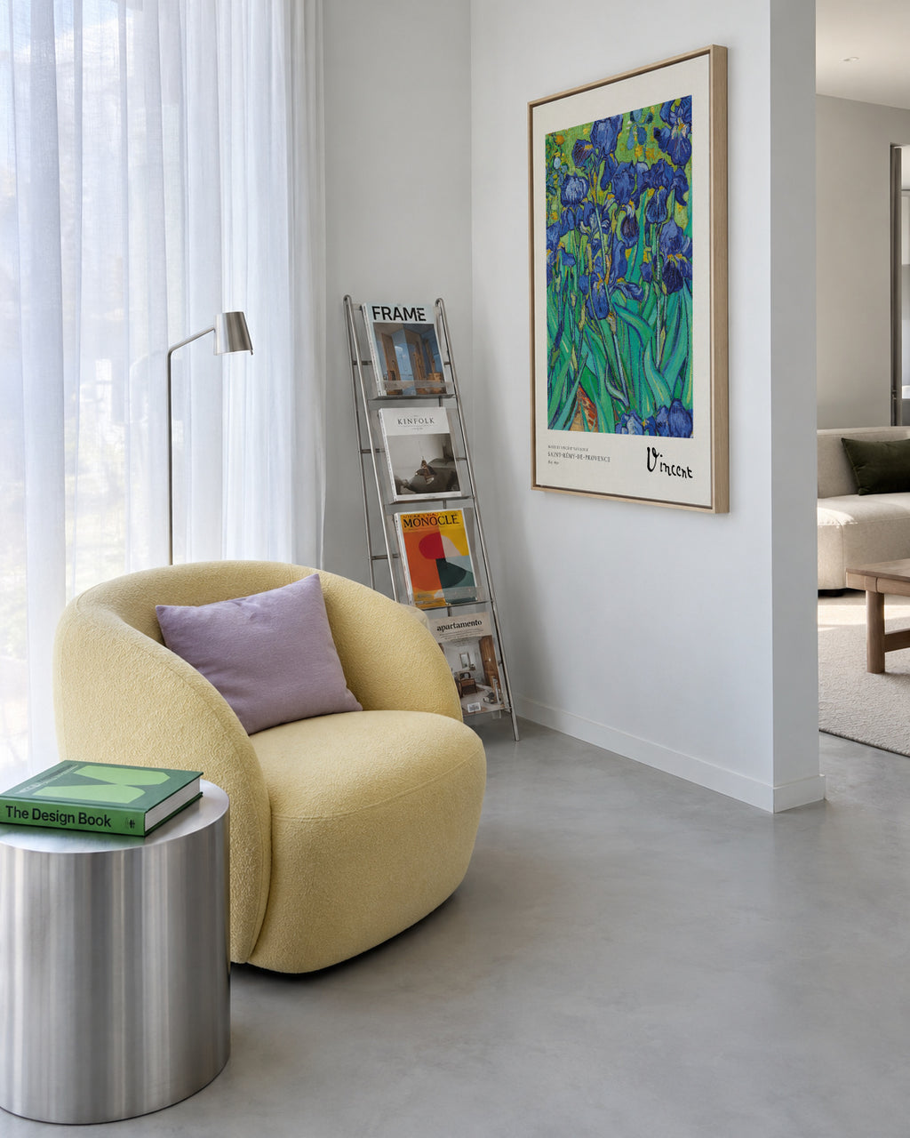 Irises by Vincent van Gogh - Framed canvas in an interior