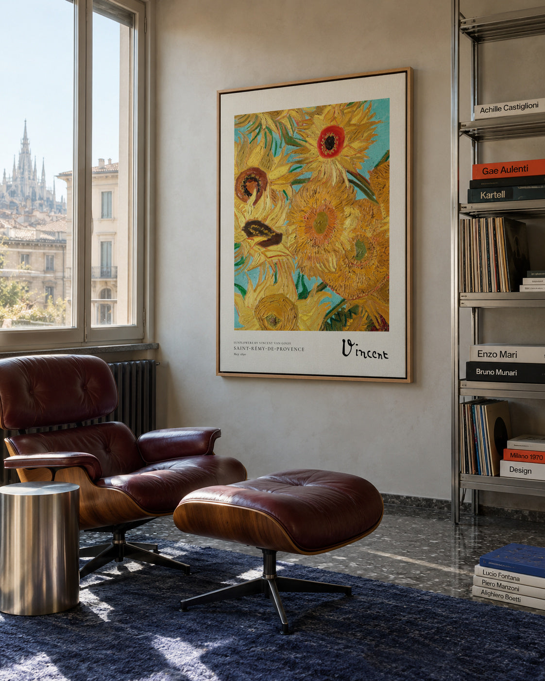 Sunflowers by Vincent van Gogh - Framed canvas in an interior