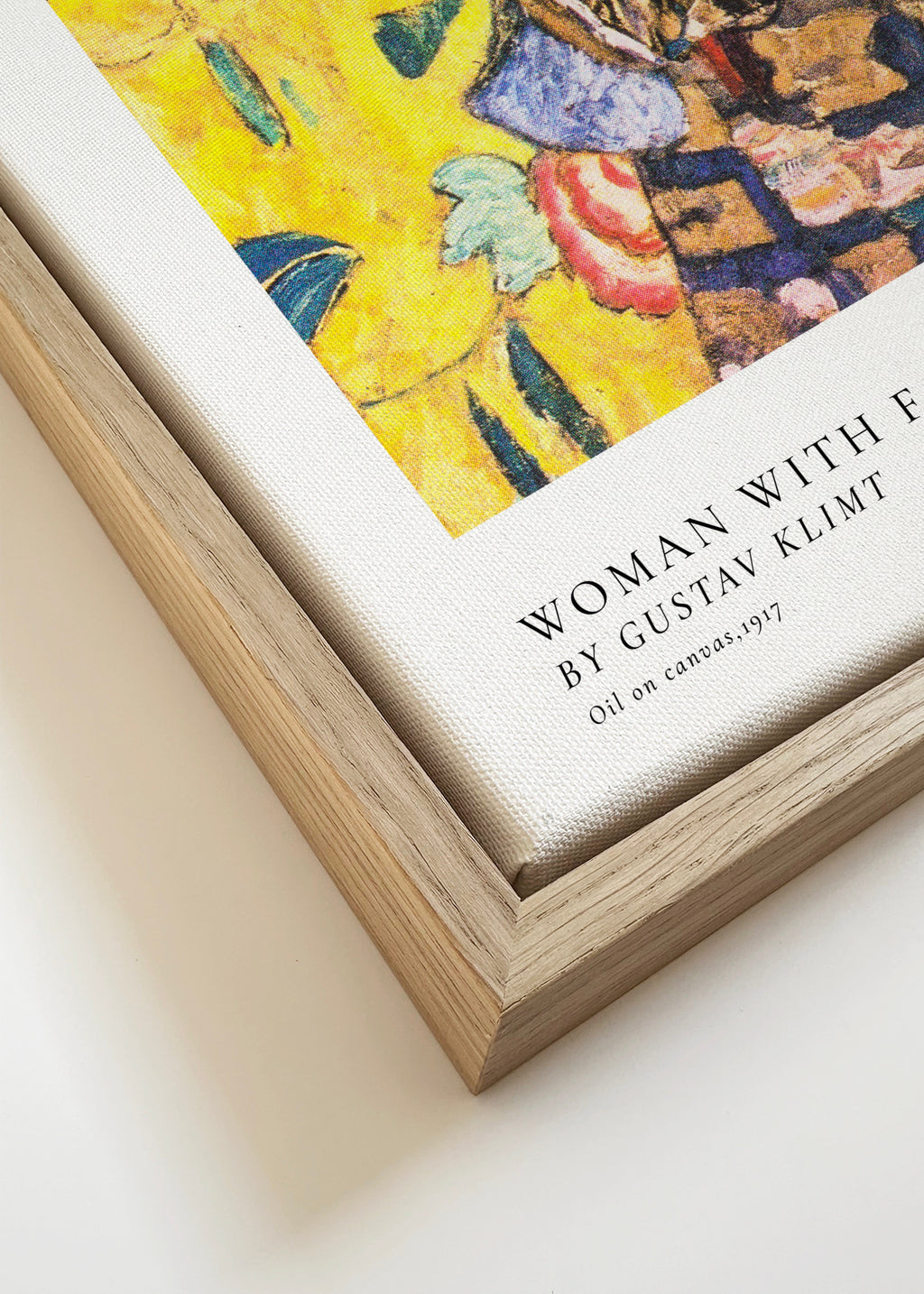 Woman with Fan by Gustav Klimt - Framed canvas detail