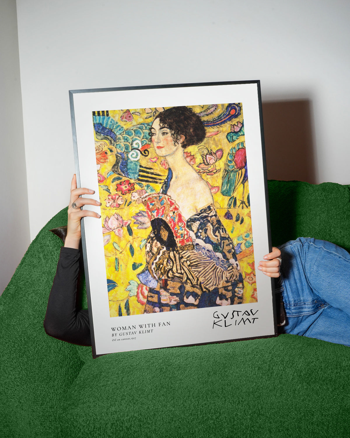 Woman with Fan by Gustav Klimt - Framed poster detail
