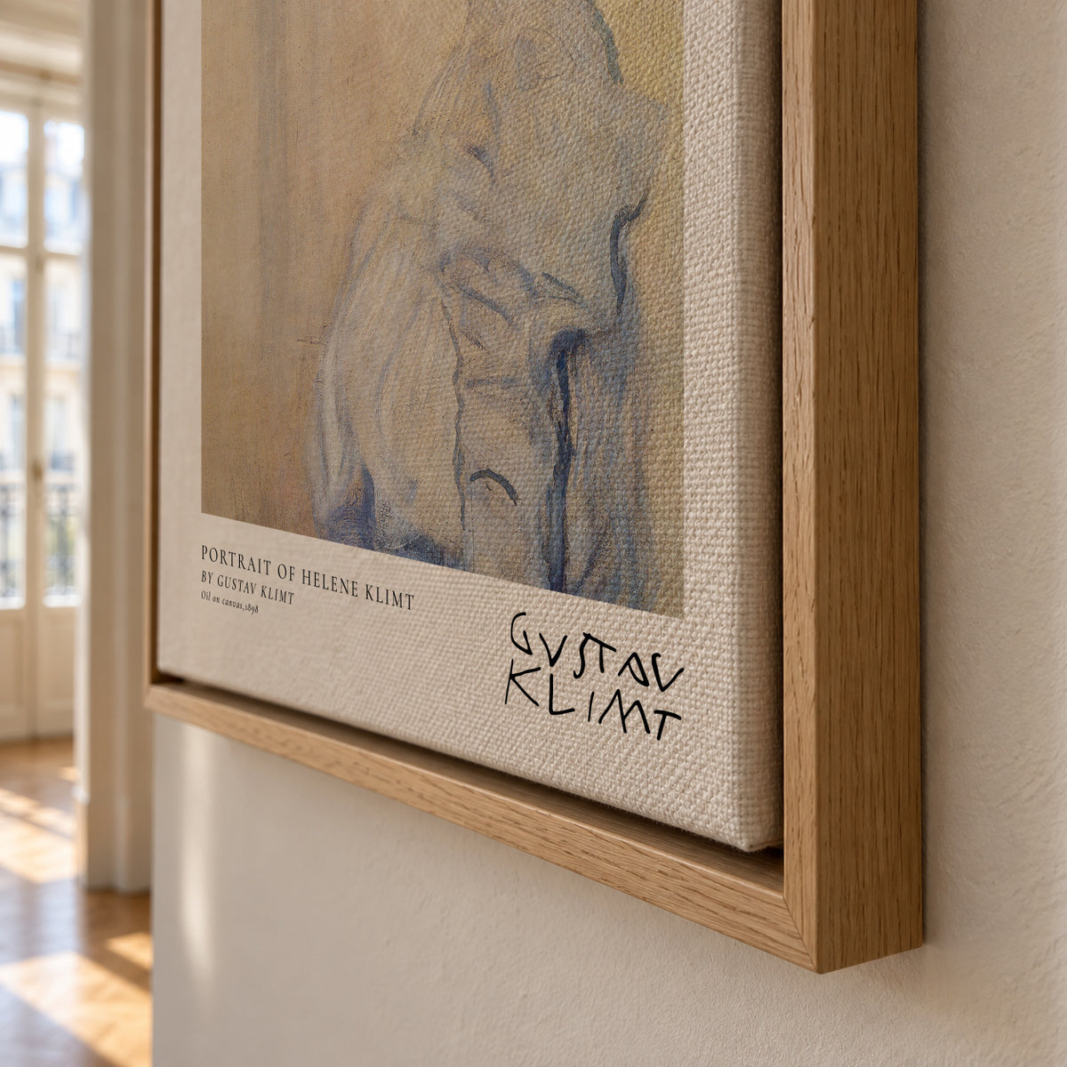 Portrait of Helene Klimt by Gustav Klimt - Framed canvas detail