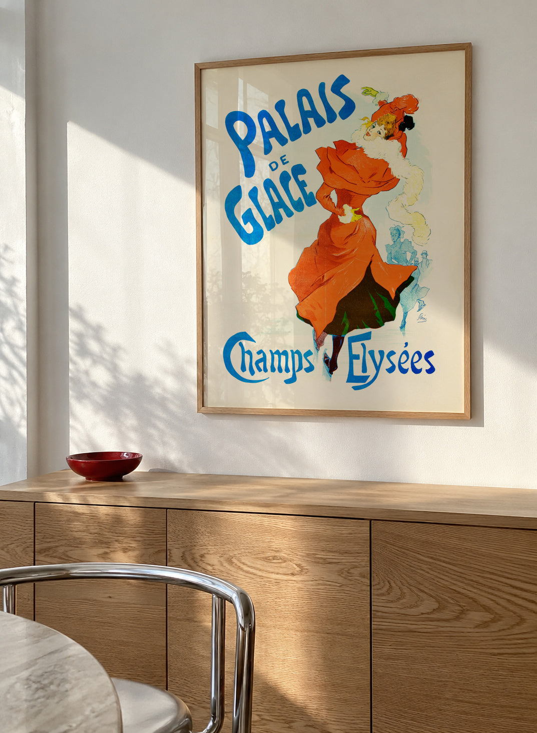Vintage poster for the Palais de Glace ice skating rink, Champs-Elysees, Paris - Framed poster in an interior