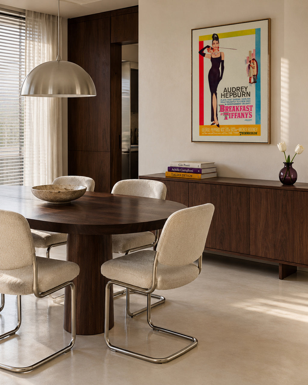 Audrey Hepburn Breakfast at Tiffanys 1961 film poster - Framed canvas in an interior