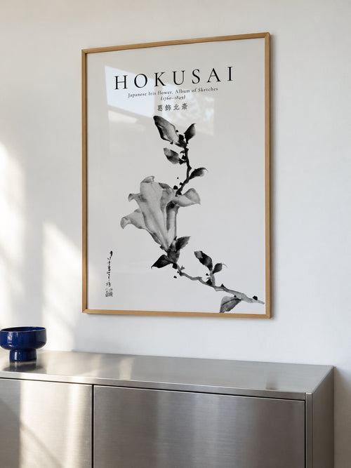 Japanese Iris flower by Katsushika Hokusai - Framed poster in an interior