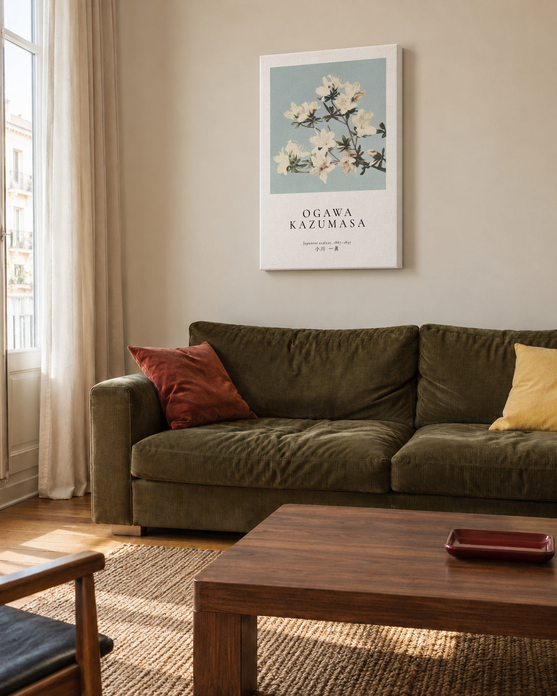 Japanese azaleas by Ogawa Kazumasa - Unframed canvas in an interior