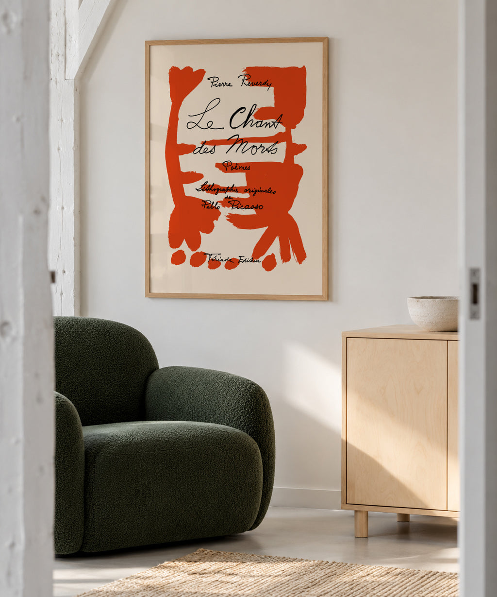 Picasso Le Chant des Morts Gallery Exhibition Poster - Framed poster in an interior