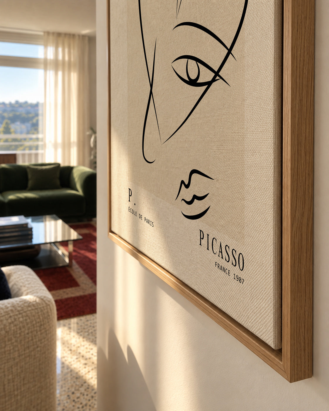 Picasso Ladies of Avignon sketch Poster - Framed canvas detail