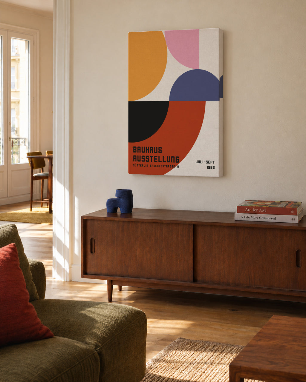 Bauhaus Exhibition Poster 1923 - Unframed canvas in an interior