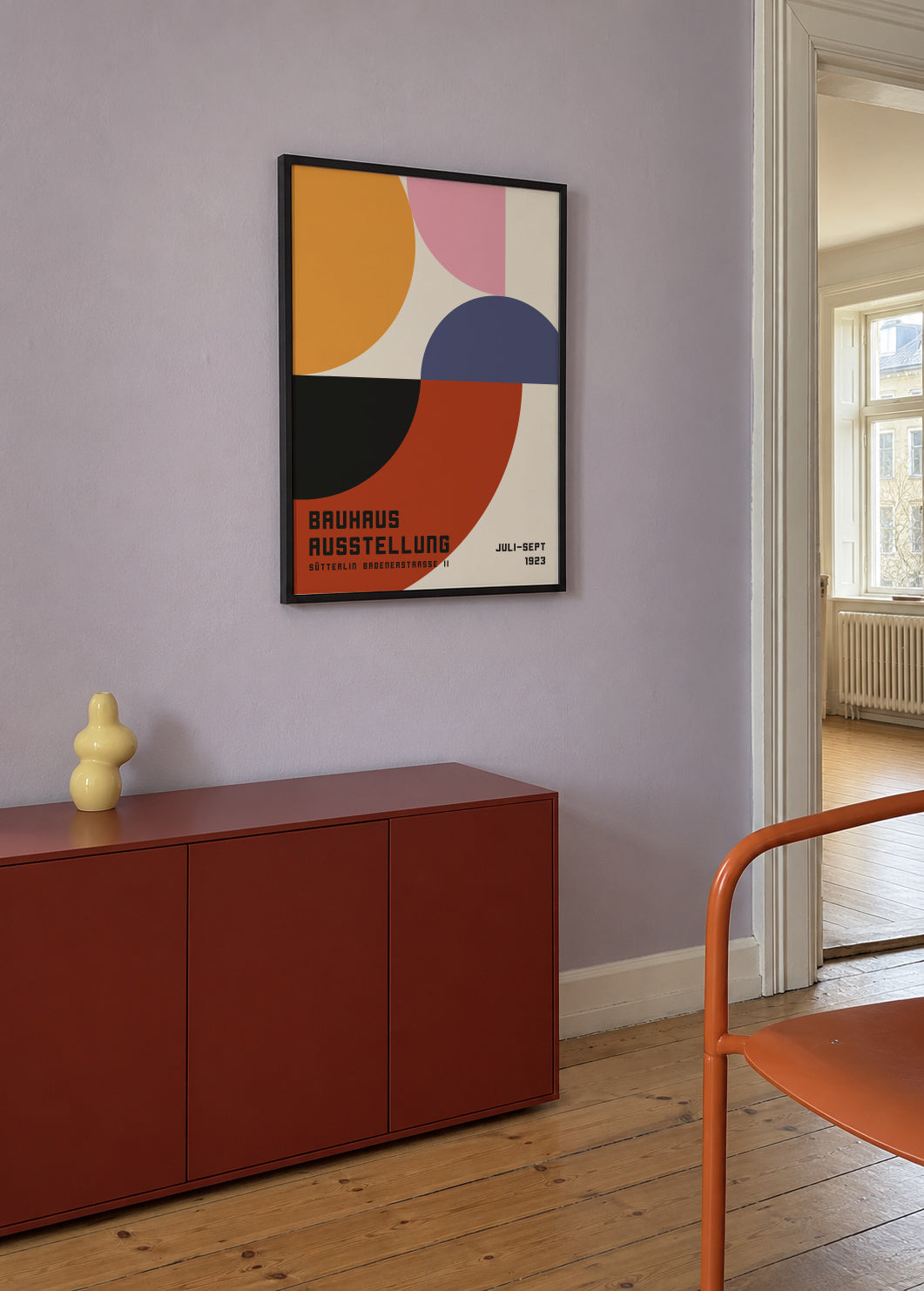 Bauhaus Exhibition Poster 1923 - Framed poster in an interior