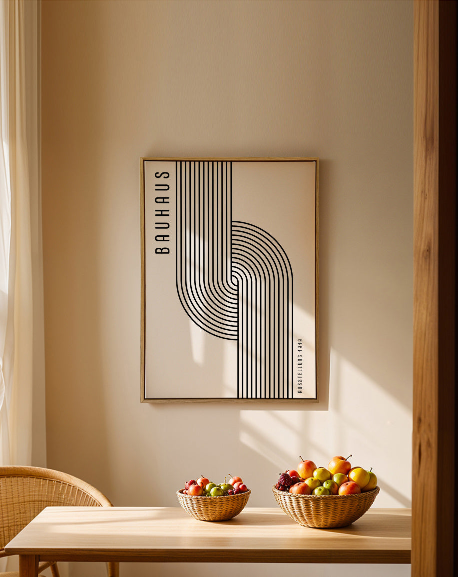 BAUHAUS AUSSTELLUNG Exhibition Poster 1919 - Framed canvas in an interior