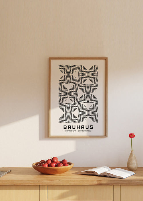 Bauhaus Black and White Exhibition Poster 1923 - Framed poster in an interior