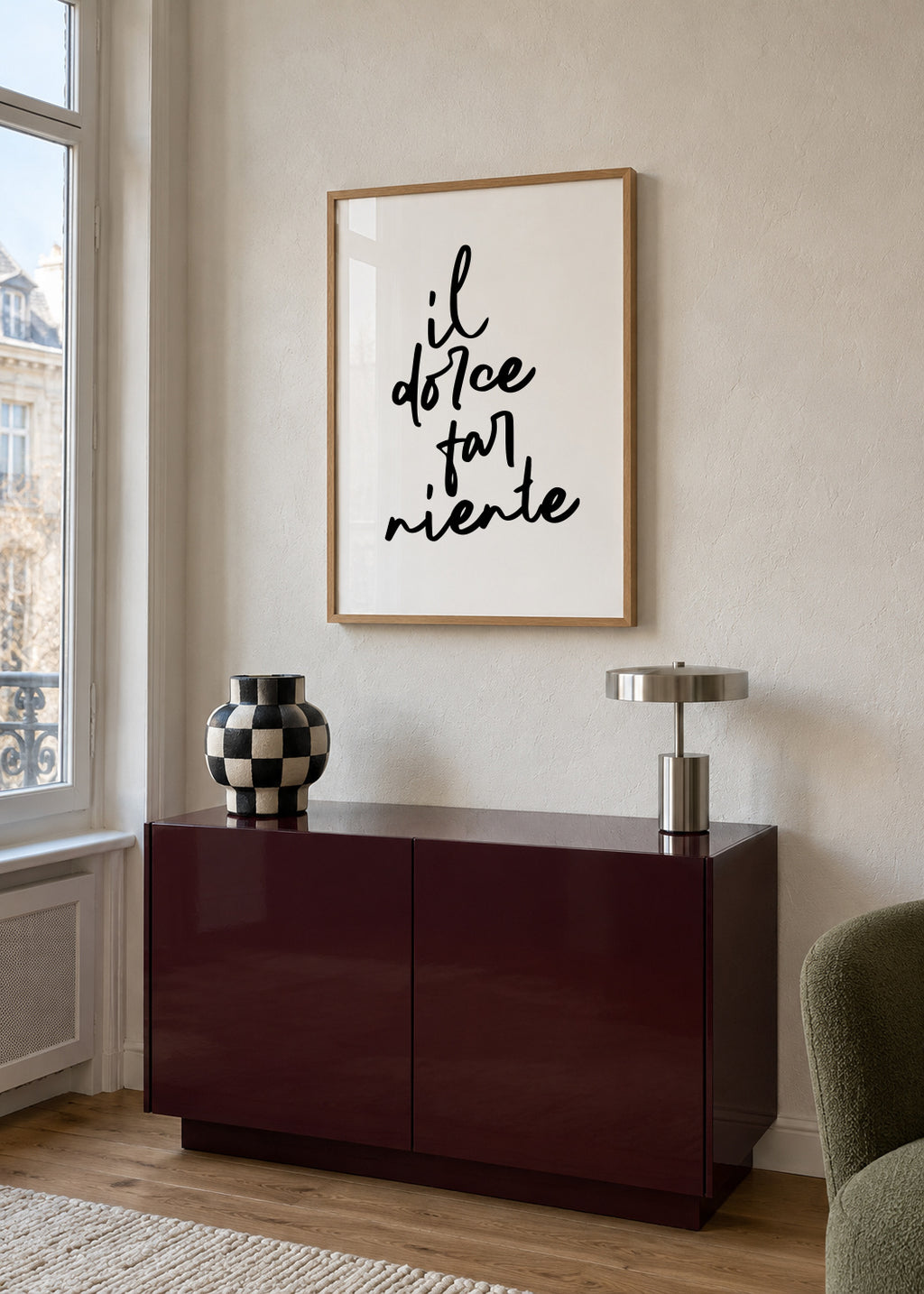 Il dolce far niente Poster - Framed poster in an interior