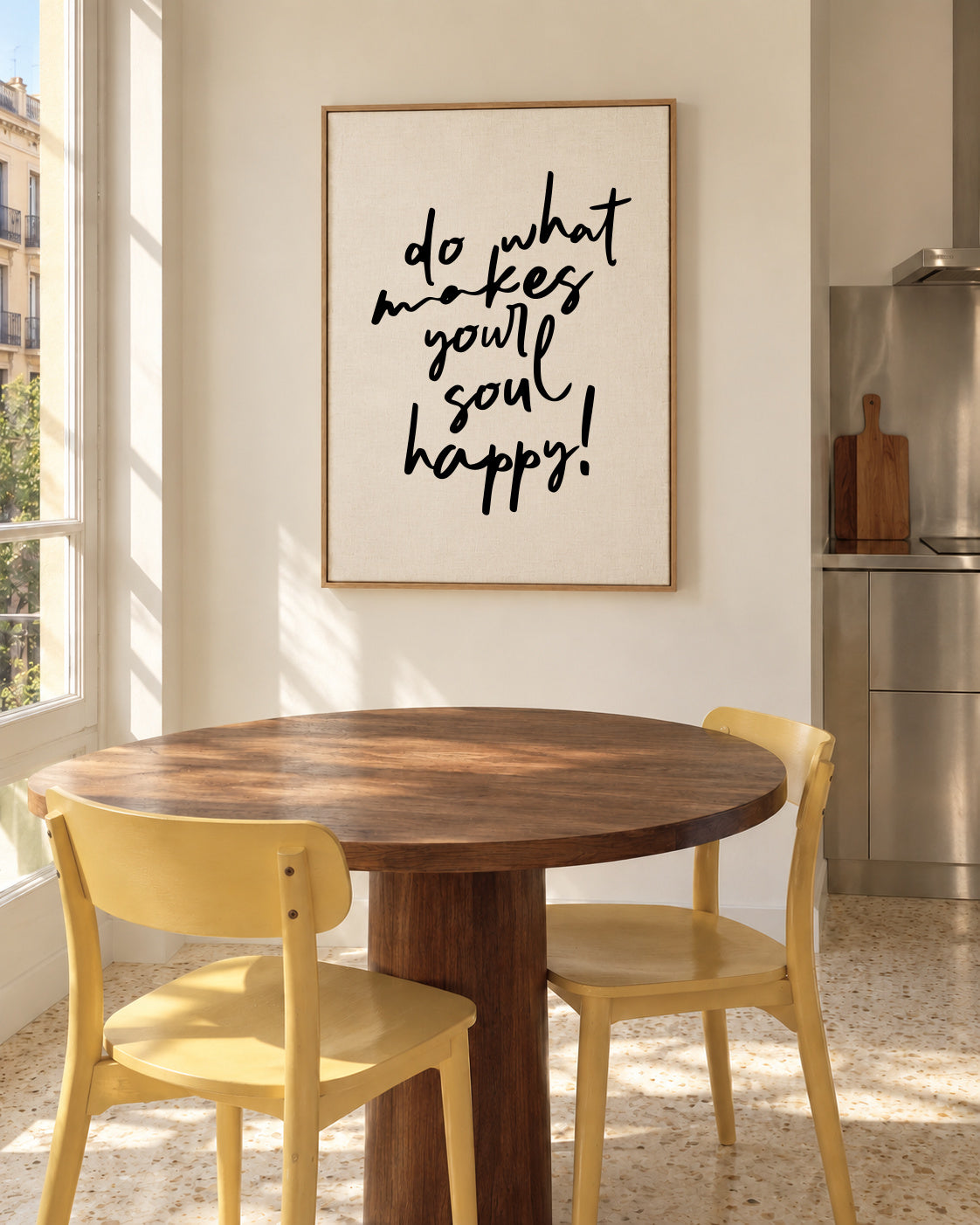 Do what makes your soul happy quote poster - Framed canvas in an interior