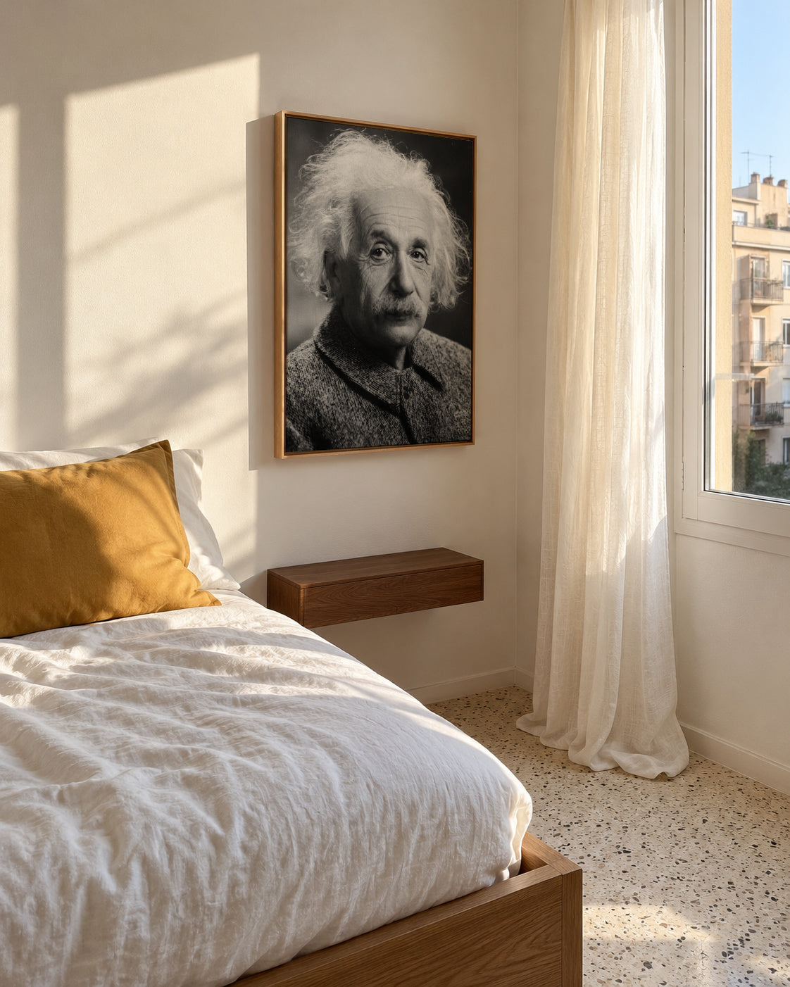 Albert Einstein vintage photograph - Framed canvas in an interior