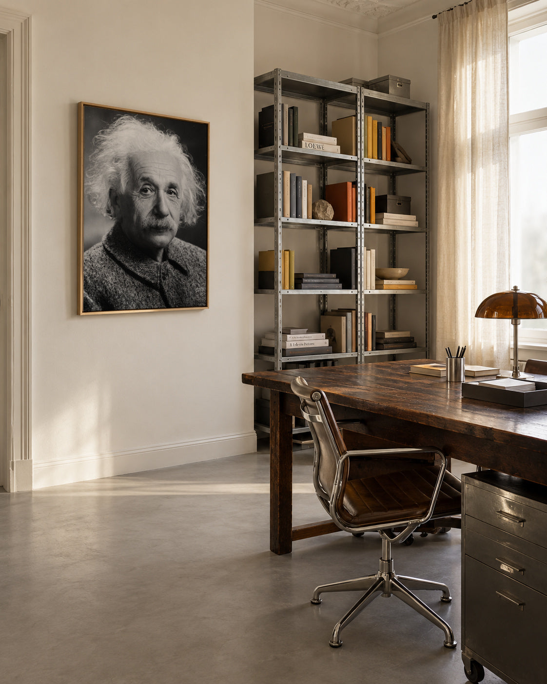 Albert Einstein vintage photograph - Framed canvas in an interior