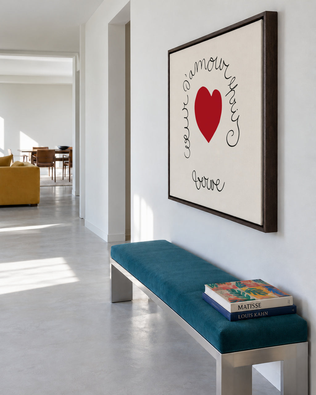 Henri Matisse "Coeur d'Amour Epris - Verve" love print - Square - Framed canvas in an interior