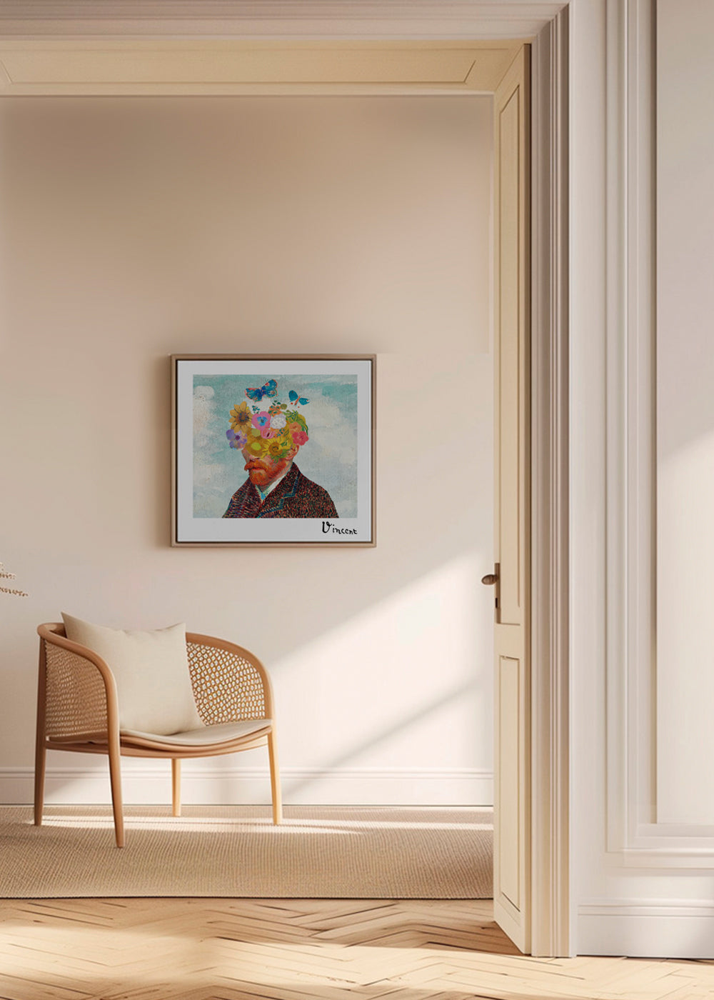 Vincent van Gogh inspired self-portrait & flower remixed - Square