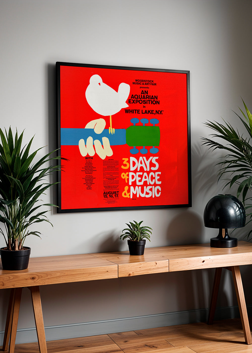 Woodstock 1969 Poster - 3 days of peace & music - Square