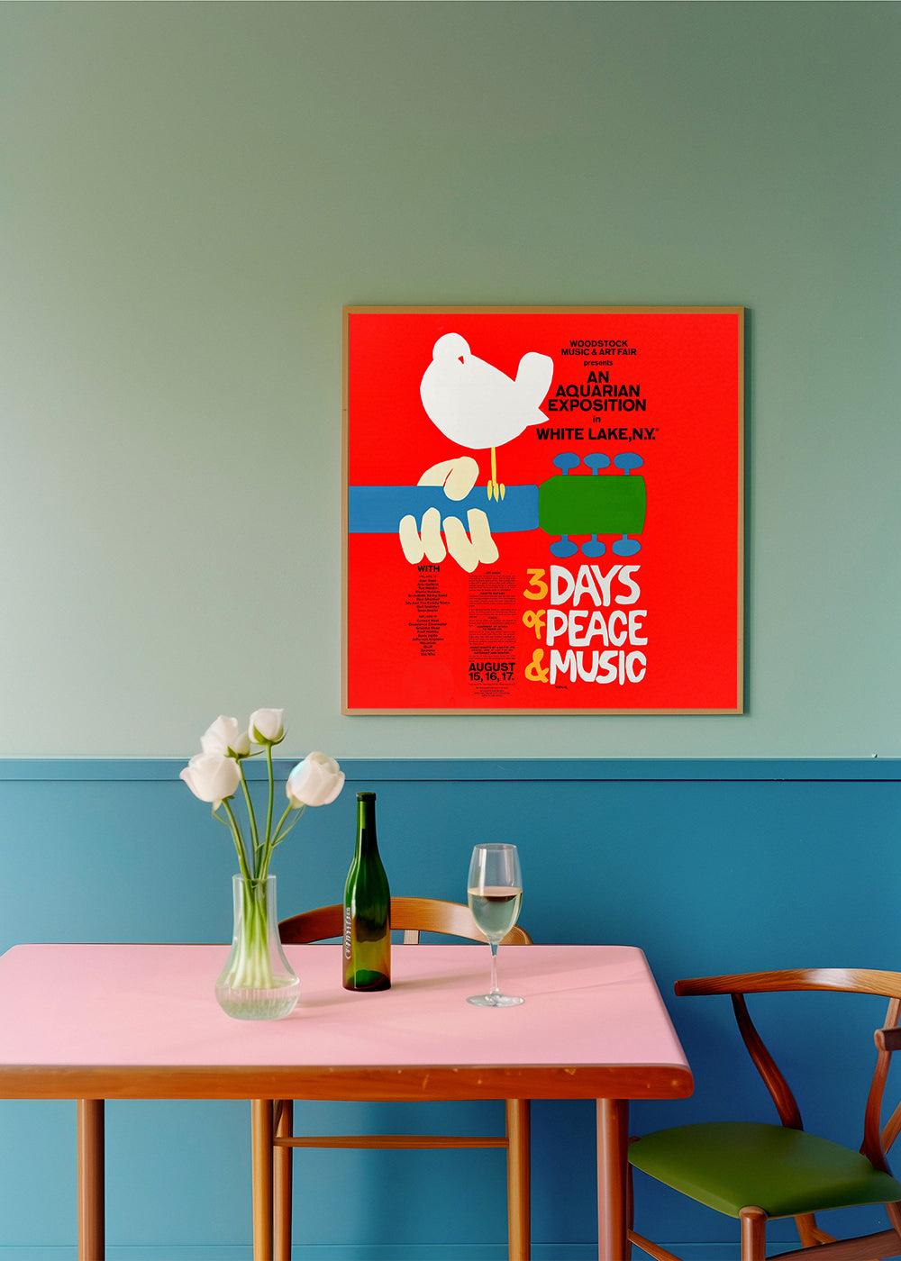 Woodstock 1969 Poster - 3 days of peace & music - Square