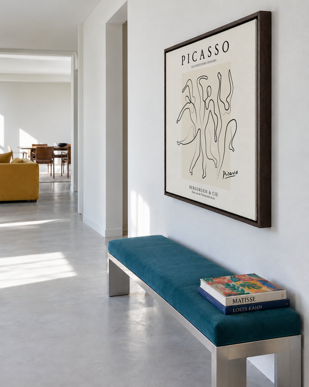 Pablo Picasso The Three Dancers Sktech poster - Square - Framed canvas in an interior