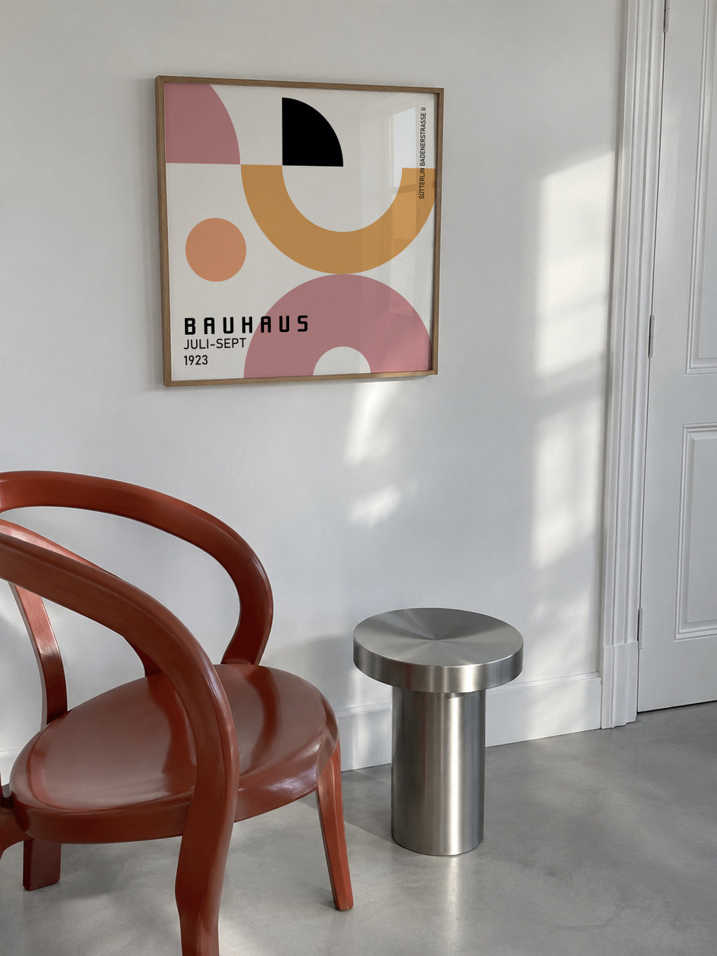 COLORFUL BAUHAUS NO.1 POSTER - Square - Framed poster in an interior
