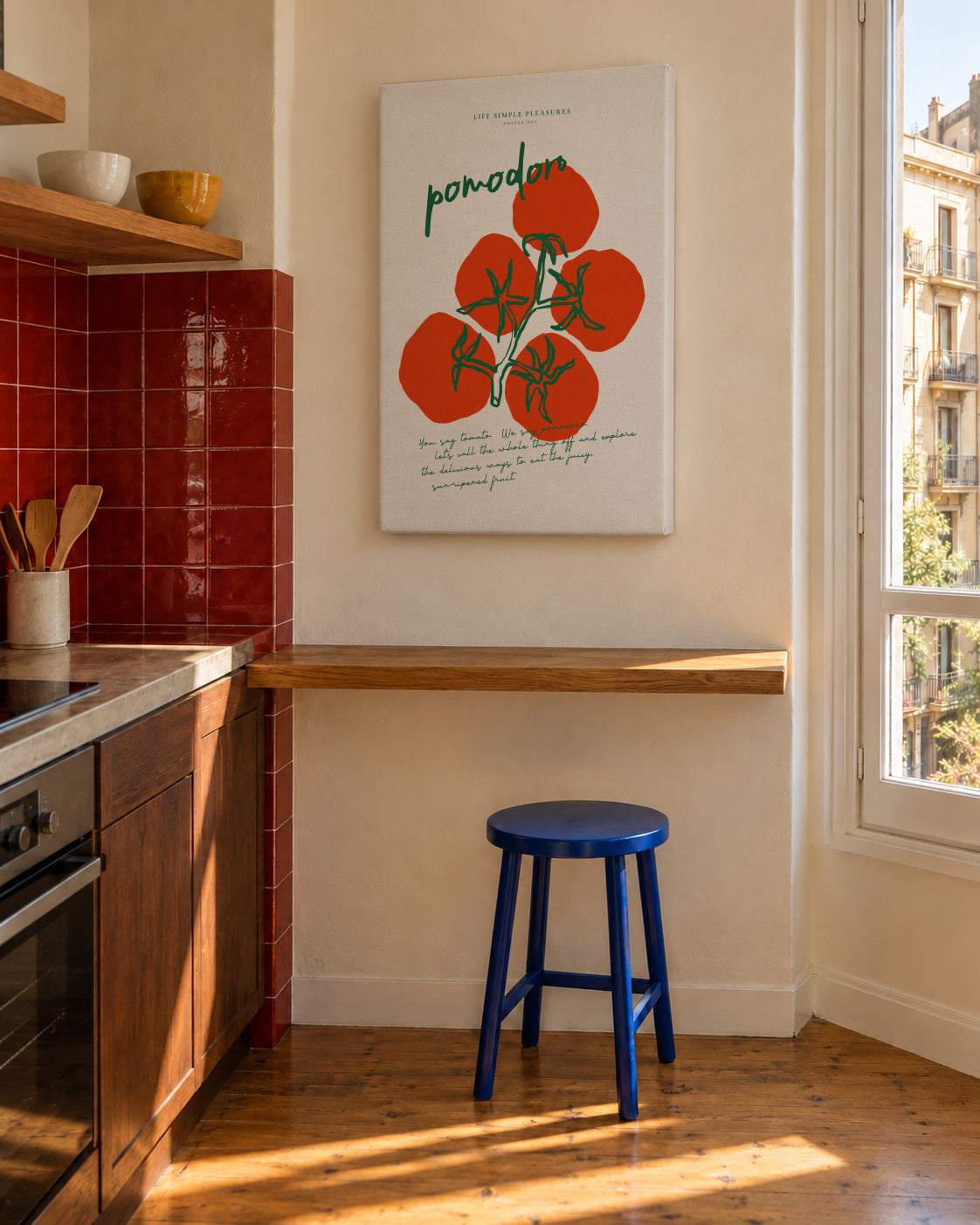 Life Simple simple pleasures - Pomodoro - Unframed canvas in an interior