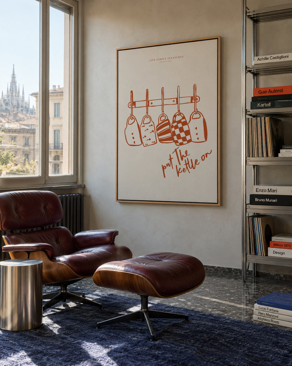 Life Simple simple pleasures - Put the kettle on - Framed canvas in an interior