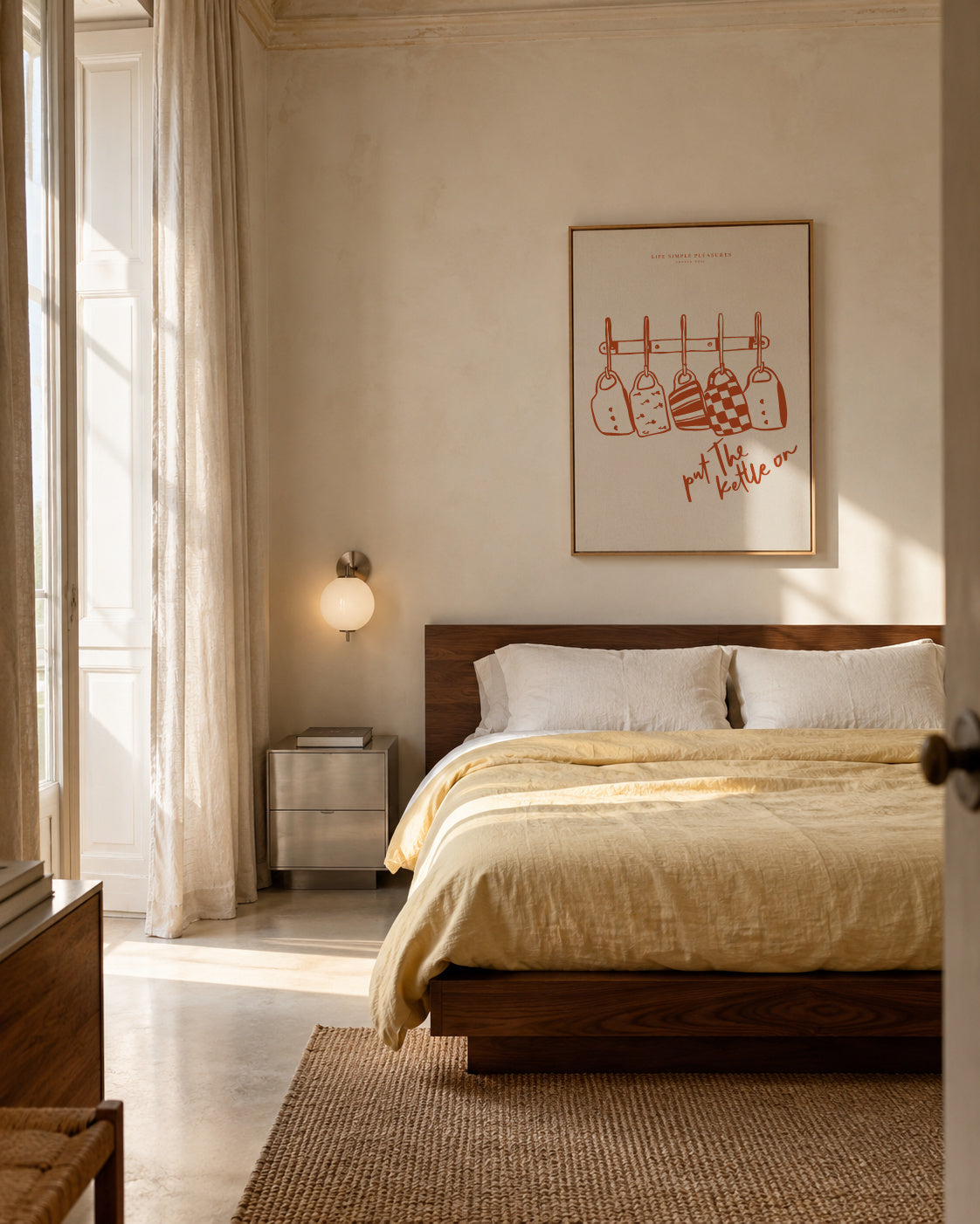Life Simple simple pleasures - Put the kettle on - Framed canvas in an interior