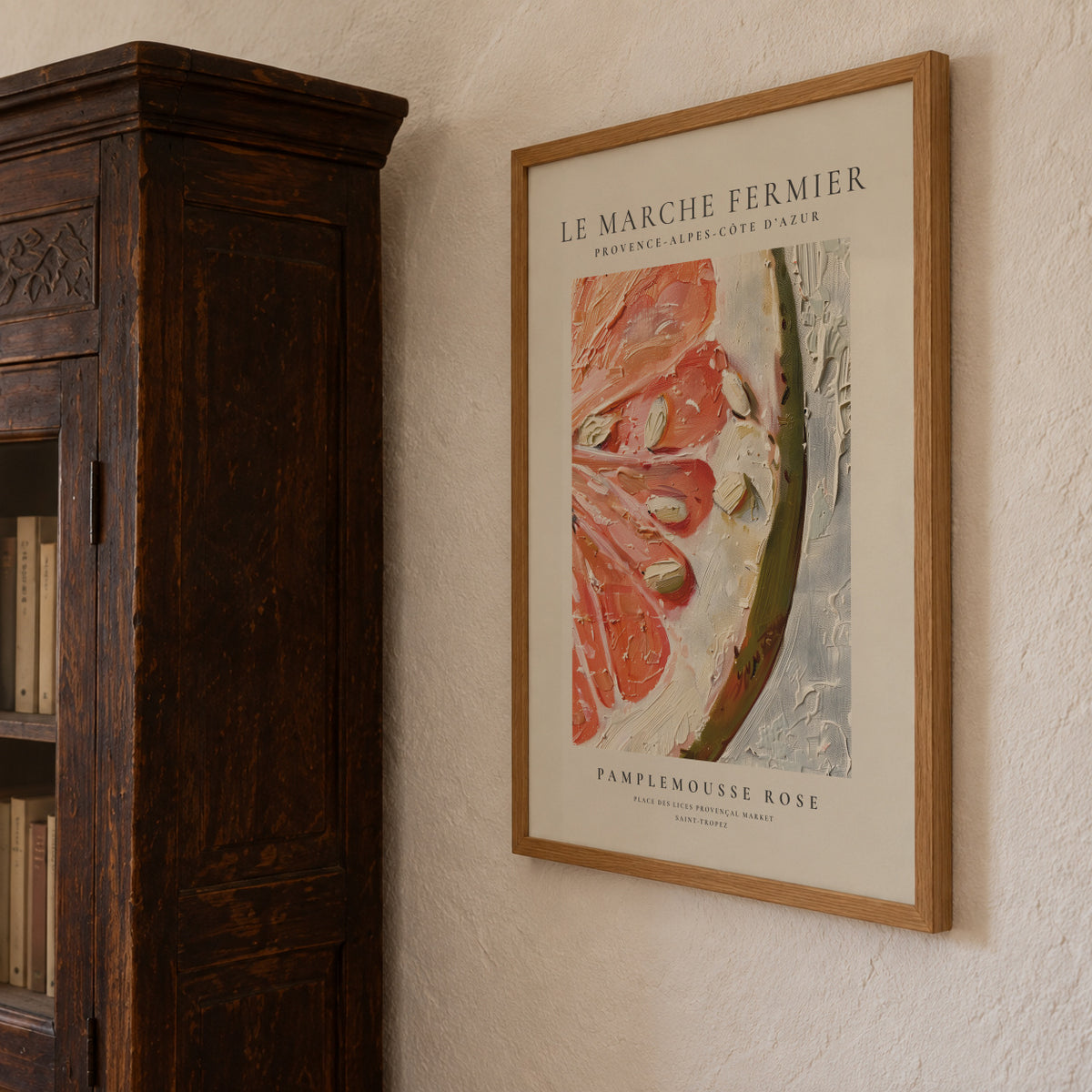 Le marche fermier - PAMPLEMOUSSE ROSE - Framed poster detail