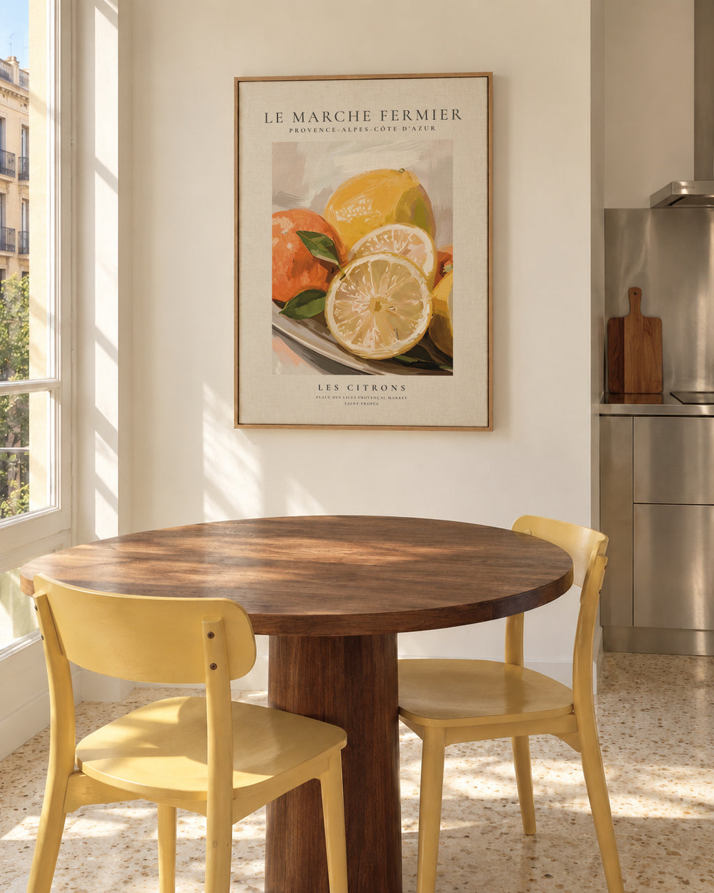 Le marche fermier - Les Citrons - Framed canvas in an interior