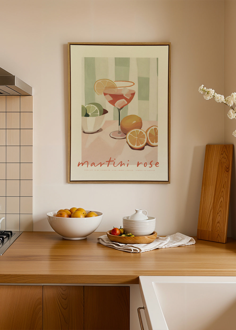 Martini Rose - Framed canvas in an interior
