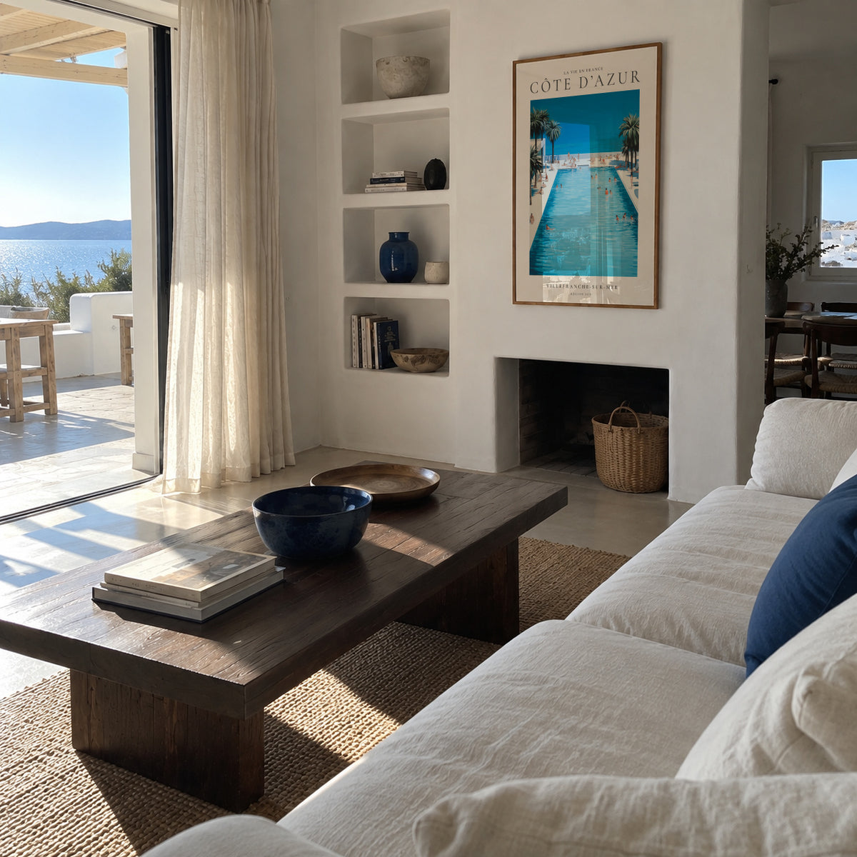 La vie en France, Côte d'Azur (French Riviera) - Framed poster in an interior