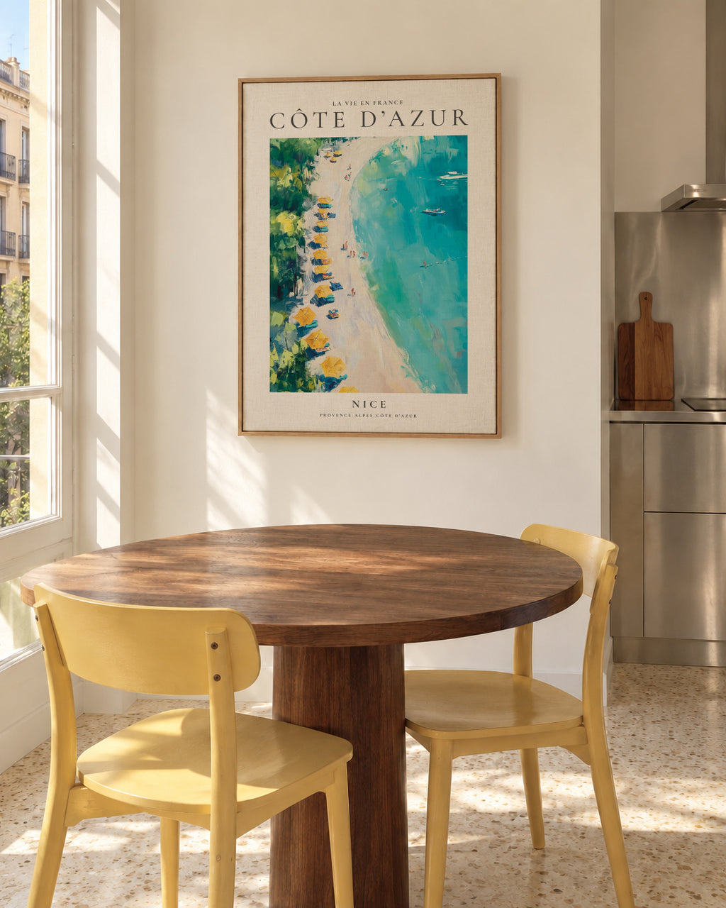 La vie en France, Nice - Framed canvas in an interior