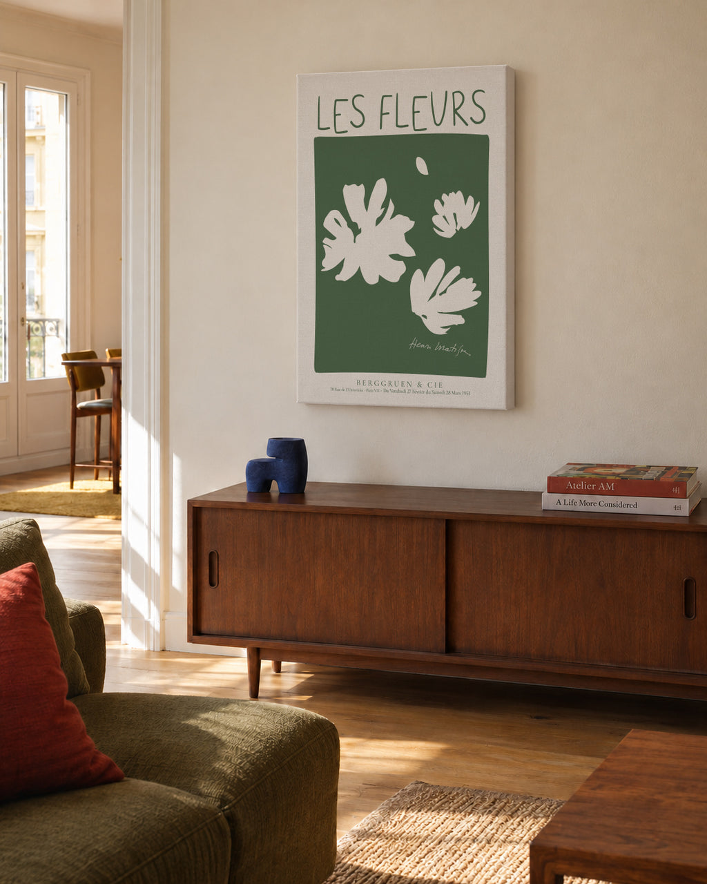 Henri Matisse, Les Fleurs - Unframed canvas in an interior