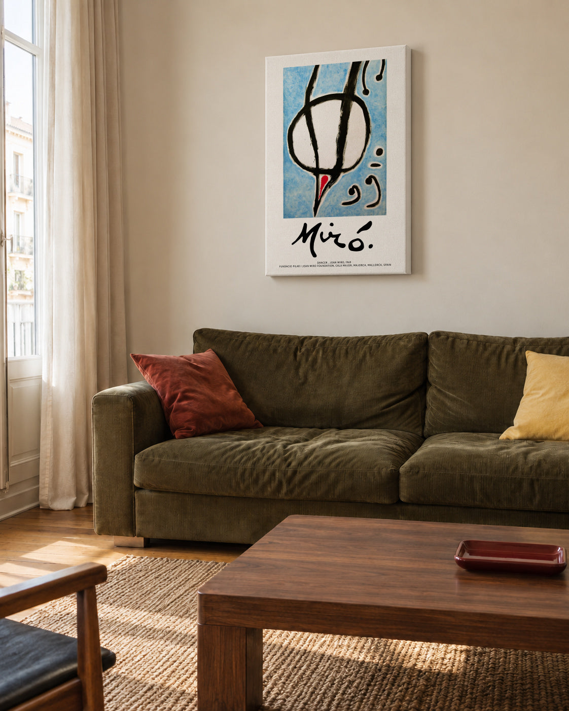 Joan Miro, Dancer I - Unframed canvas in an interior