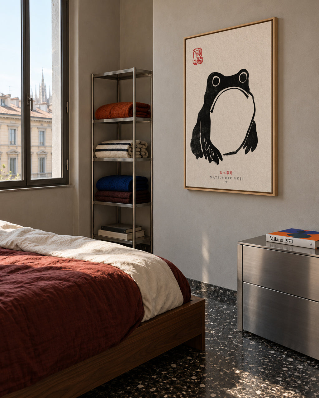 Matsumoto Hoji, Frog III - Framed canvas in an interior