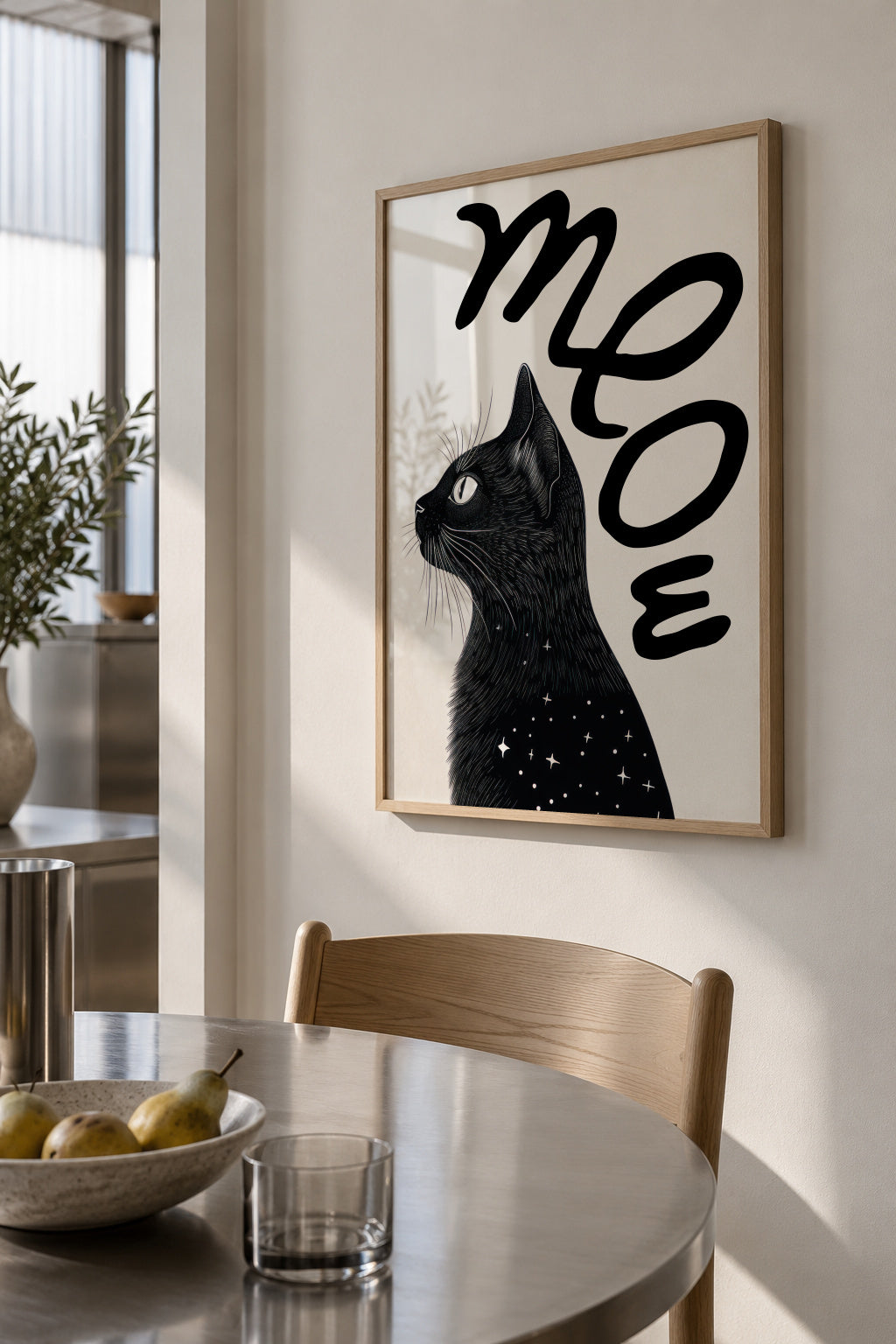 Meow (Cat portrait) - Framed poster in an interior
