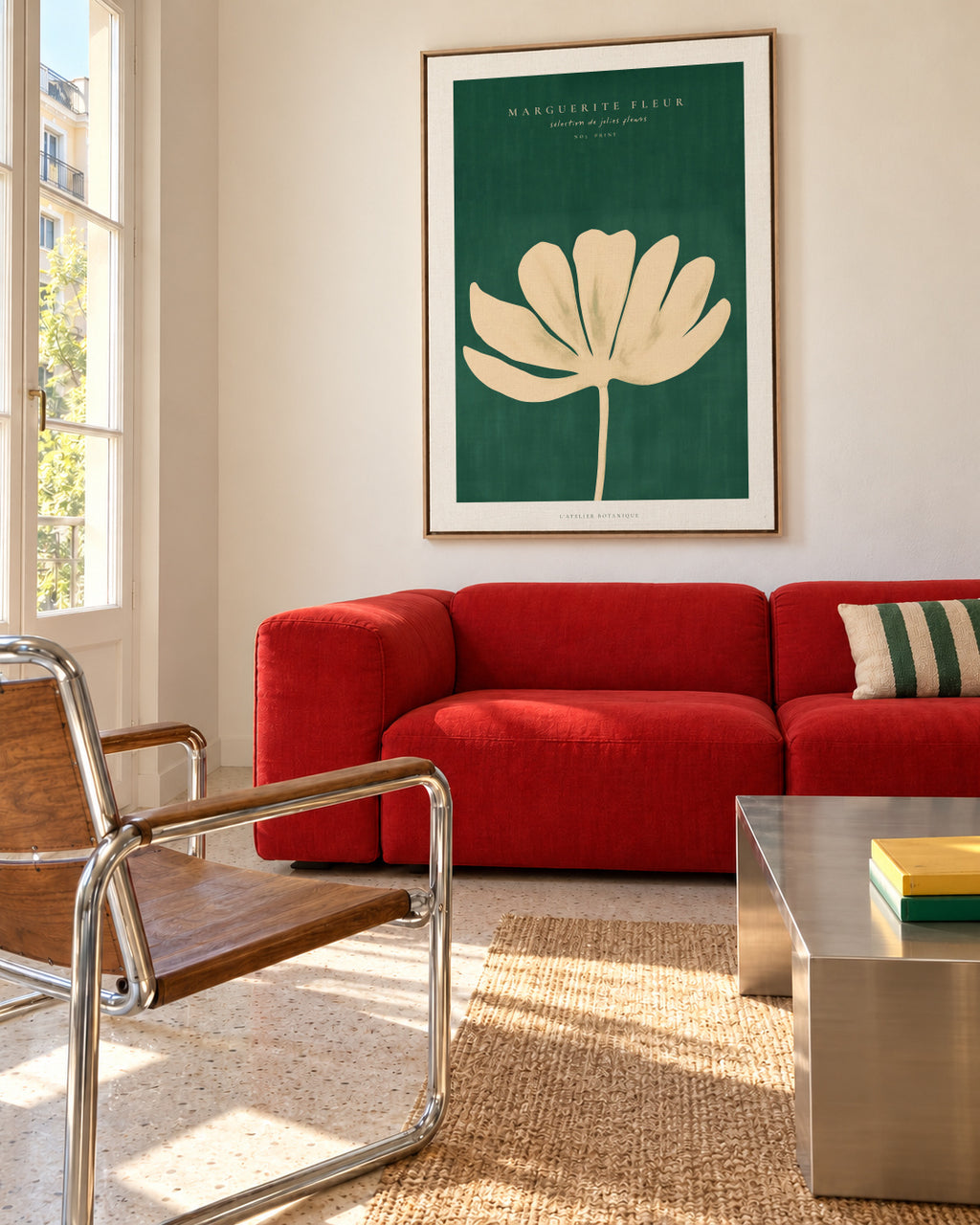 Daisy Flower (Marguerite Fleur) - Framed canvas in an interior