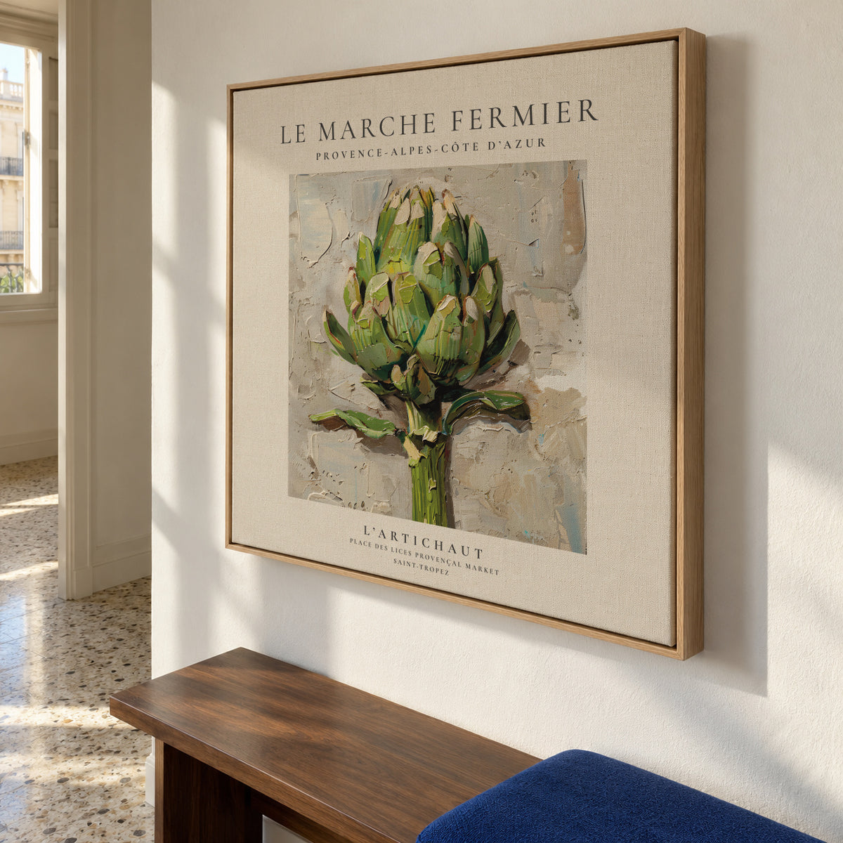 Le marche fermier - L’Artichaut - SQUARE - Framed canvas in an interior
