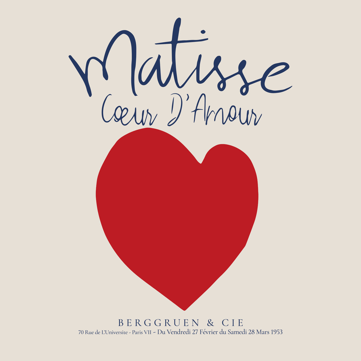Henri Matisse, Coeur d'amour - SQUARE - Unframed art print